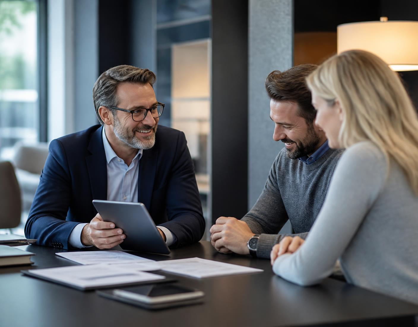 A Capitalix advisor meeting with two customers